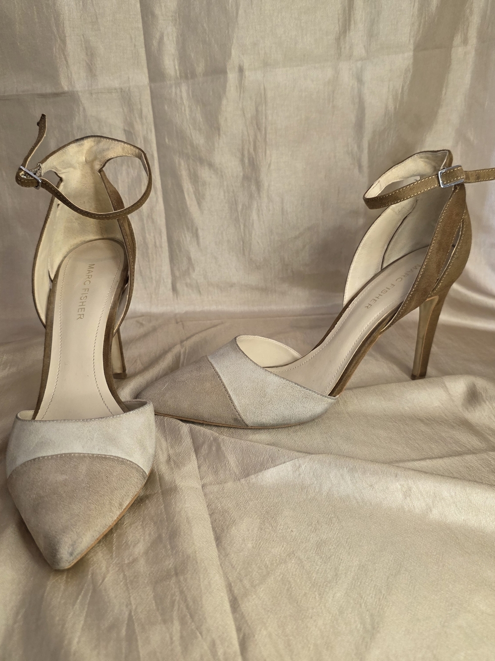Marc Fisher Nightcap Heels Ankle Strap Colorblock Pointed Toe Pumps Sz 8M